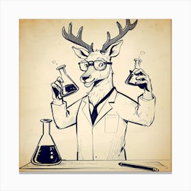 Deer In Lab Coat 4 Canvas Print