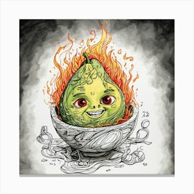 Pear On Fire Canvas Print