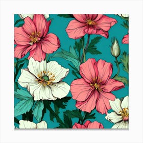 Pink And White Anemones Canvas Print