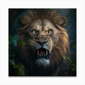 Lion In The Forest 5 Canvas Print