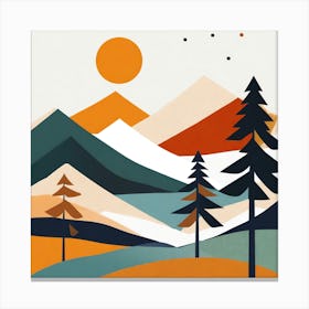 Forest And Mountains, Geometric Abstract Art Canvas Print