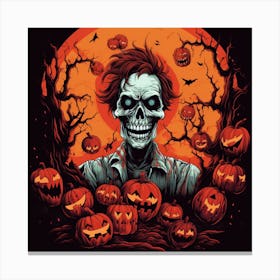 Skeleton Pumpkins Canvas Print