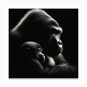 Black And White Gorilla Portrait Canvas Print