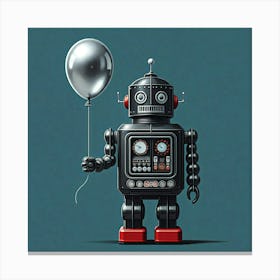 Robot With Balloon Canvas Print