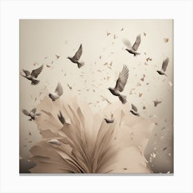 Birds Flying Over A Book art print 1 Canvas Print