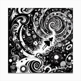 Black And White Abstract Painting Imagination Alice in Wonderlands Canvas Print