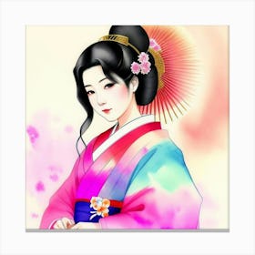 Cherry Blossoms and Grace: The Timeless Geisha Canvas Print