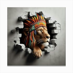 Wall Breakthrough Indian Lion Canvas Print