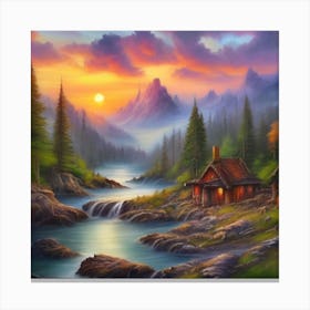 Cabin In The Mountains Canvas Print