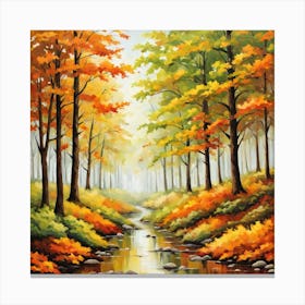 Forest In Autumn In Minimalist Style Square Composition 176 Canvas Print