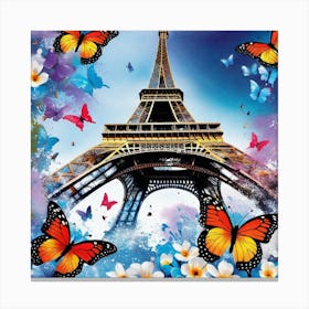 Paris With Butterflies 132 Canvas Print