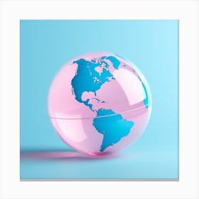 Earth Globe On Blue Background Canvas Print