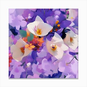 White Blossoms With Lilacs Canvas Print