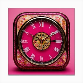 Pink Clock Canvas Print