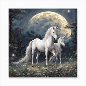 Unicorns In The Moonlight Canvas Print