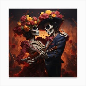 Day Of The Dead Party Dancers Canvas Print