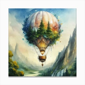 watercolor of a off white hot air balloon 5 Canvas Print