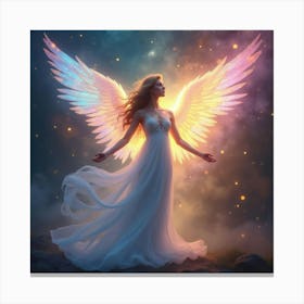 Angel Healer In Ethereal Realm, Colorful Energy Beams 1 Canvas Print