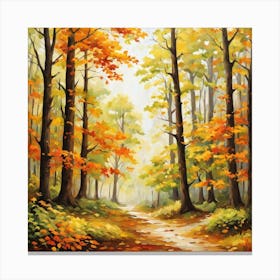 Forest In Autumn In Minimalist Style Square Composition 41 Canvas Print