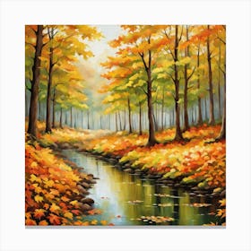 Forest In Autumn In Minimalist Style Square Composition 227 Canvas Print