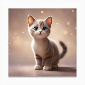 Cute Kitten With Blue Eyes 3 Canvas Print