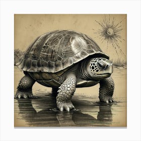 Turtle On The Beach 12 Canvas Print