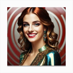 Beautiful Young Woman With Red Hair Canvas Print