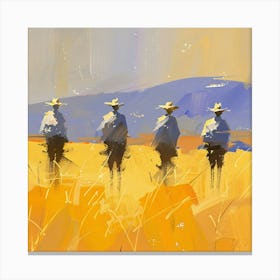 Three Cowboys In The Field Canvas Print