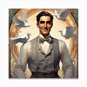 Man With Doves Canvas Print