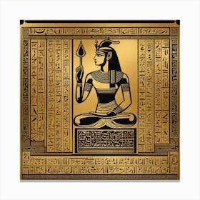 Egyptian Goddess In Golden Frame Canvas Print