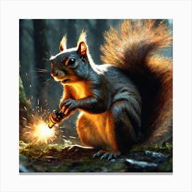 Squirrel With A Torch Canvas Print