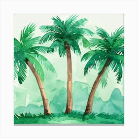 Watercolor Palm Trees Canvas Print