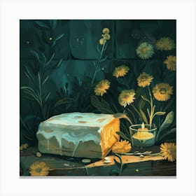 Cheese And Flowers Hand Drawn Sketch Canvas Print