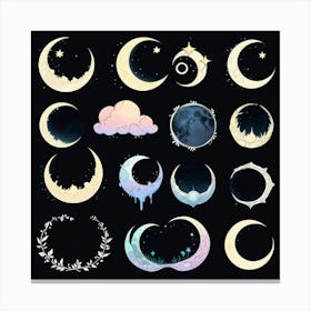 Moon And Crescents Canvas Print