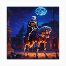 Skeleton On Horseback Canvas Print