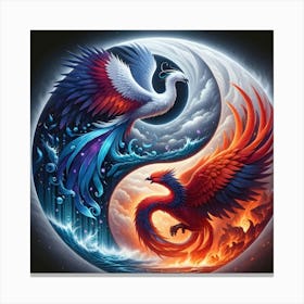 Yin Yang Phoenix Canvas Print