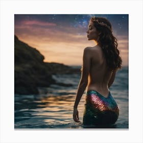 Mermaid looking at the stars Canvas Print