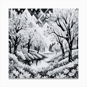 Black and White Winter Landscape Canvas Print