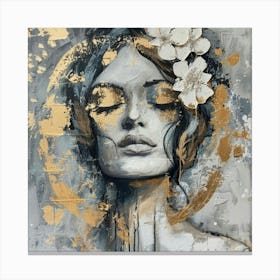 Gold And White Painting Canvas Print