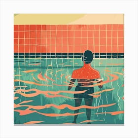 A Swimmer In A Pool Lofi Illustration 1718672147 2 Canvas Print