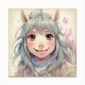 Anime Girl With Horns Canvas Print