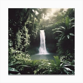 0 Beautiful Waterfall In A Lush Jungle, With Sunligh Esrgan V1 X2plus Canvas Print
