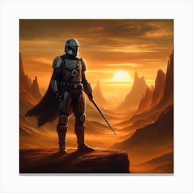 Din Djarin The Mandalorian Fantasy Landscape Star Wars Art Print Canvas Print