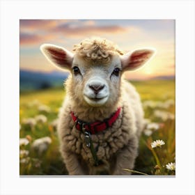 Lamb In A Field Canvas Print