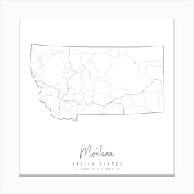 Montana Minimal Street Map Square Canvas Print