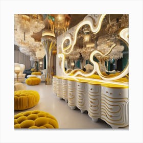 Gold And Yellow Living Room Canvas Print