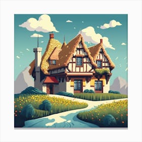 Pixel Art Medieval House Poster 2 Canvas Print
