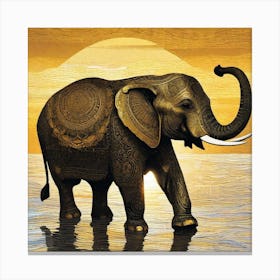 Elephant At Sunset 3 Canvas Print