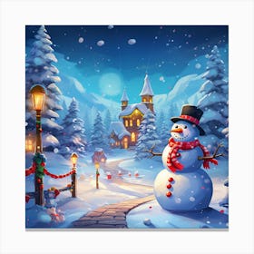 Snowman In The Snow 2 Canvas Print