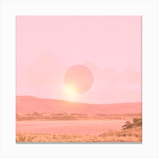 Pink Sunset Vibes Square Canvas Print